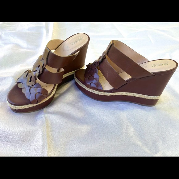 Geox Yulimar Leather Wedge Platform Sandals - Picture 7 of 16